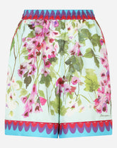 Bluebell-print twill shorts with piping - | Dolce & Gabbana