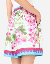 Bluebell-print twill shorts with piping - | Dolce & Gabbana