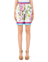Bluebell-print twill shorts with piping - | Dolce & Gabbana