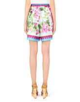 Bluebell-print twill shorts with piping - | Dolce & Gabbana