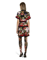 Twill pajama shorts with rose garden print - | Dolce & Gabbana