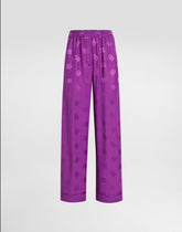 Silk satin jacquard pajama pants with all-over DG logo - | Dolce & Gabbana