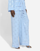 Silk satin jacquard pajama pants with all-over DG logo - | Dolce & Gabbana
