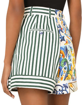 Patchwork piqué and drill shorts - | Dolce & Gabbana