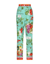 Flared vegetable-print charmeuse pants - | Dolce & Gabbana