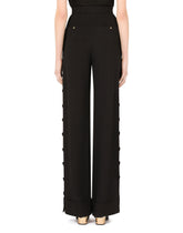 Piqué palazzo pants with buttons and turn-ups - | Dolce & Gabbana