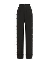 Piqué palazzo pants with buttons and turn-ups - | Dolce & Gabbana