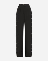 Piqué palazzo pants with buttons and turn-ups - | Dolce & Gabbana