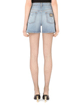 Light blue stretch denim shorts - | Dolce & Gabbana