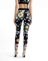 Activewear leggings in floral-print jersey - | Dolce & Gabbana