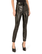 Coated cotton jeans with laces and eyelets - | Dolce & Gabbana