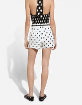High-waisted cotton shorts with polka-dot print - | Dolce & Gabbana