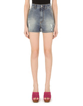 Denim shorts with ripped details - | Dolce & Gabbana