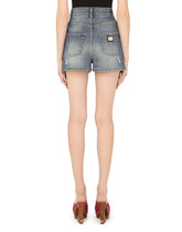 Denim shorts with ripped details - | Dolce & Gabbana