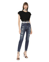 Audrey jeans in blue denim with rips - | Dolce & Gabbana