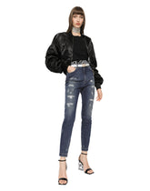 Audrey jeans in blue denim with rips - | Dolce & Gabbana