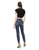 Audrey jeans in blue denim with rips - | Dolce & Gabbana