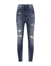 Audrey jeans in blue denim with rips - | Dolce & Gabbana