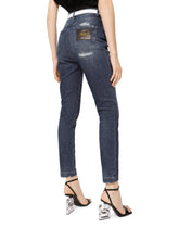 Audrey jeans in blue denim with rips - | Dolce & Gabbana