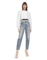 Boyfriend jeans in light blue denim with rips - | Dolce & Gabbana