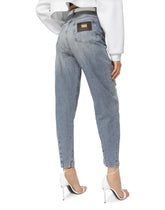 Boyfriend jeans in light blue denim with rips - | Dolce & Gabbana