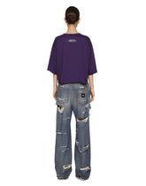 Wide-leg denim jeans with ripped details and abrasions - | Dolce & Gabbana