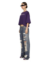 Wide-leg denim jeans with ripped details and abrasions - | Dolce & Gabbana