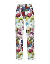 Cotton pants with nocturnal flower print - | Dolce & Gabbana