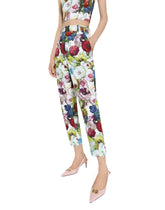 Cotton pants with nocturnal flower print - | Dolce & Gabbana