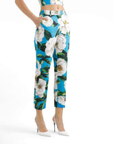 Tailored cotton pants with gardenia print - | Dolce & Gabbana