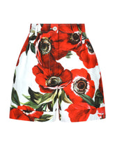 Poplin shorts with anemone print - | Dolce & Gabbana