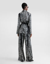 Silk satin pajama pants with fur print - | Dolce & Gabbana