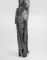 Silk satin pajama pants with fur print - | Dolce & Gabbana