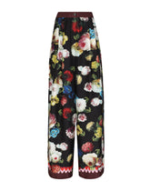 Twill pajama pants with nocturnal flower print - | Dolce & Gabbana