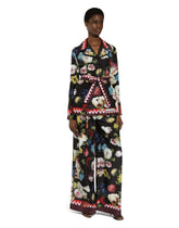 Twill pajama pants with nocturnal flower print - | Dolce & Gabbana