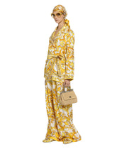 Majolica-print silk twill pants with elasticated waistband - | Dolce & Gabbana
