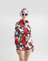 Rose-print cotton shorts - | Dolce & Gabbana