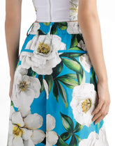 Cotton palazzo pants with gardenia print - | Dolce & Gabbana
