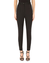 Woolen tuxedo pants with crystals - | Dolce & Gabbana