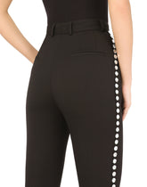 Woolen tuxedo pants with crystals - | Dolce & Gabbana