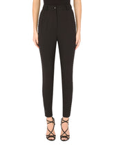 Woolen tuxedo pants with crystals - | Dolce & Gabbana
