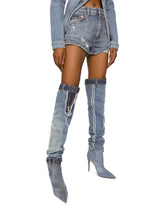 Denim shorts with ripped details - | Dolce & Gabbana