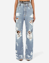 Jeans with ripped details - | Dolce & Gabbana