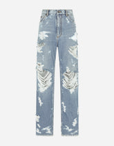Jeans with ripped details - | Dolce & Gabbana