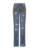 Flared jeans with French wire embellishment - | Dolce & Gabbana