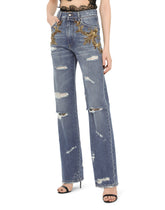 Flared jeans with French wire embellishment - | Dolce & Gabbana