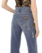 Flared jeans with French wire embellishment - | Dolce & Gabbana