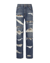 Loose-fit jeans with ripped details - | Dolce & Gabbana