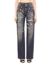 Jeans with rhinestone details - | Dolce & Gabbana
