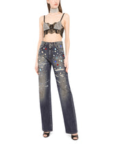 Jeans with rhinestone details - | Dolce & Gabbana